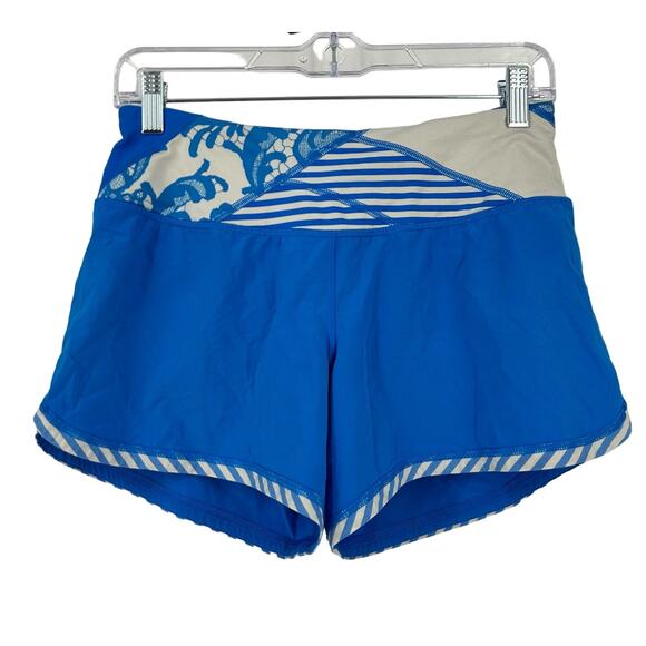 Lululemon Groovy Run Shorts Beaming Blue Quilting Winter Size 4 - Picture 1 of 8